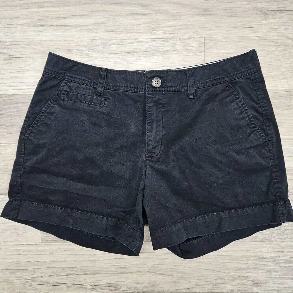 OLD NAVY Womens Black Perfect Shorts Khaki Chinos Size 6